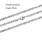 50cm New Fashion Stainless Steel Chain 1.2-3mm Silver Color Rose Gold Necklace Jewelry Vacuum Plating Accessories Chokers Collar