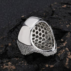 Iced Out Round & T-Shaped Cuban Cross Ring — Copper Alloy