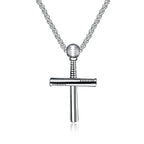 Cross Baseball Pendant Necklace Stainless Steel