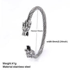 My Shape Viking Animal Cuff Bangles for Men Punk Wolf Lion Leopard Skeleton Stainless Steel Bracelet Nordic Vintage