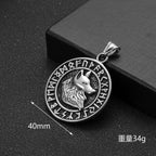 Wolf Viking Steel Pendant 316L Rune Totem
