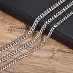 Vnox Never Fade 5mm/6mm/8mm Steel Cuban Chain Necklace for Women Men,Waterproof Silver Color Unisex Miami Curb Link