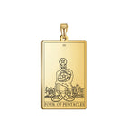 Dawapara Pentacles Tarot Card Pendant for Necklace Stainless Steel Golden Black Jewelry Accessories Charms Pendants