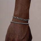 Box Chain Figaro Chain Bracelet Set — Stainless Steel