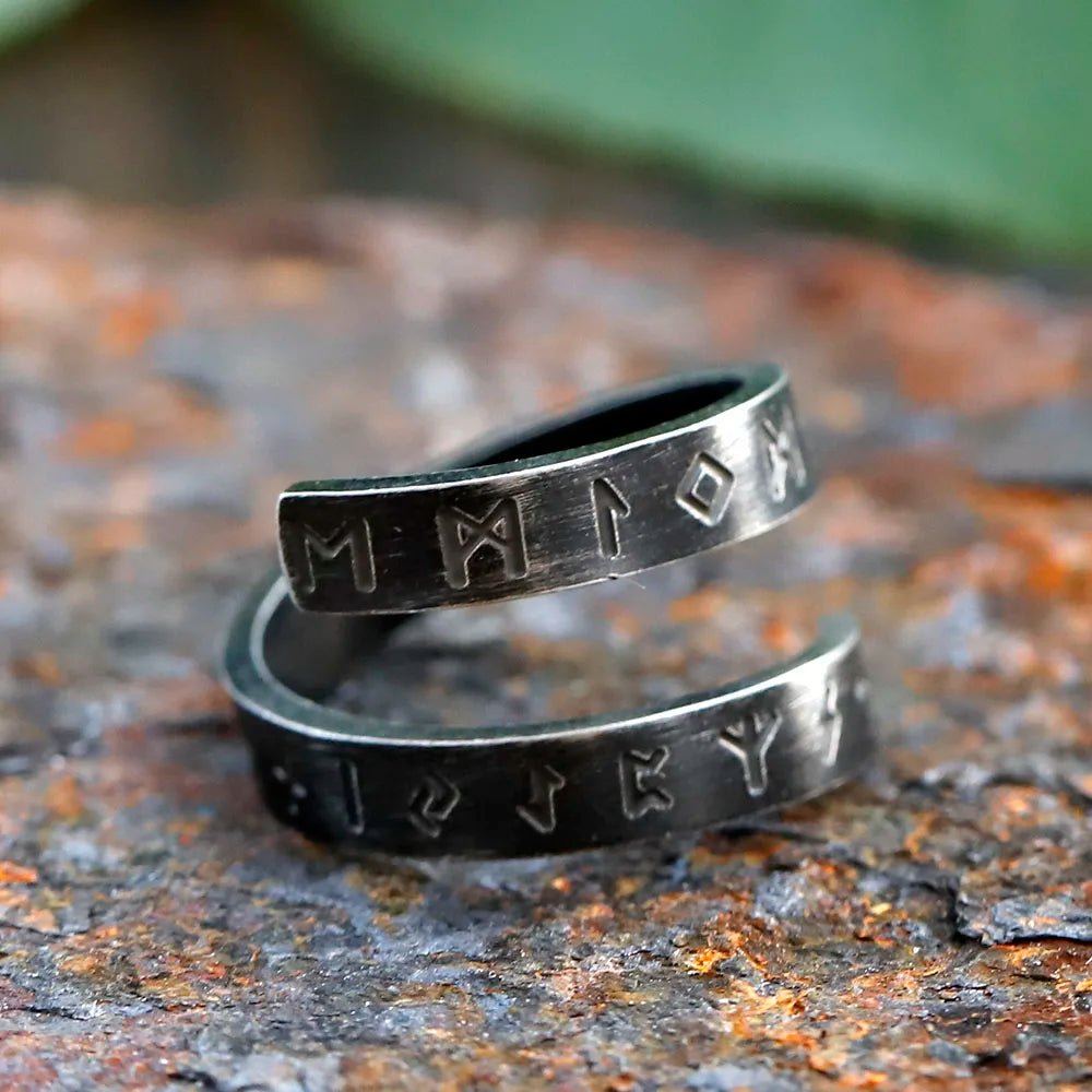 2024 New 316L Stainless Steel Viking Rotating chain rune Ring For Men Fashion retro Amulet fashion Jewelry Gift free