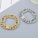 Hip-Hop Jewelry CZ Cuban Chain Man Bracelet Necklace Set Luxury Gold Color 60CM Long Stainless Steel Men's Necklace &