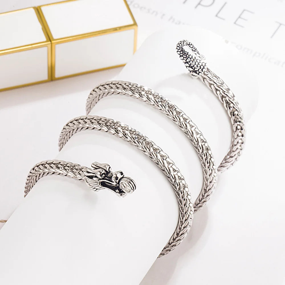 Dragon Necklace 5mm Franco Curb Chain Choker Vintage — Two-Tone