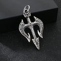 Trendy Retro Crow Prairie Wolf Double Sided Viking Tomahawk Pendant Necklace Charm Men's Necklace Metal Accessorie Party Jewelry