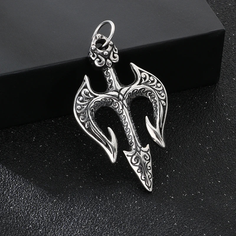 Trendy Retro Crow Prairie Wolf Double Sided Viking Tomahawk Pendant Necklace Charm Men's Necklace Metal Accessorie Party Jewelry