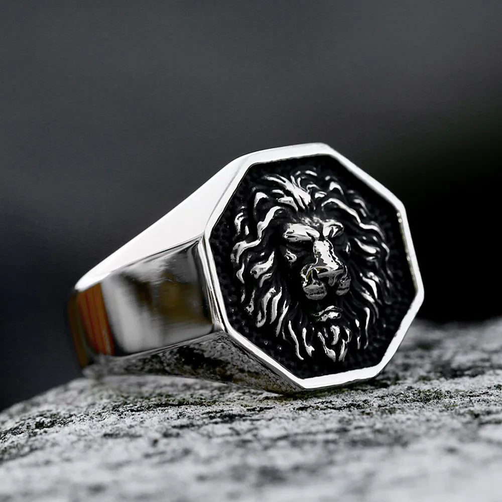 Fashion Detailed Stainless Steel 3D Lion Head Rings For Men Women Punk Trendy Domineering Vintage Animal Jewelry Gifts Wholesale