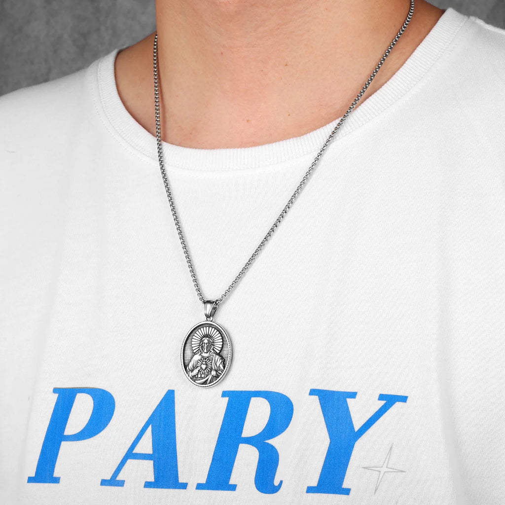 Heart Cross Pendant Necklace — Stainless Steel