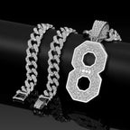 Lucky Number 8 Iced Out Cuban Pendant Necklace 13mm