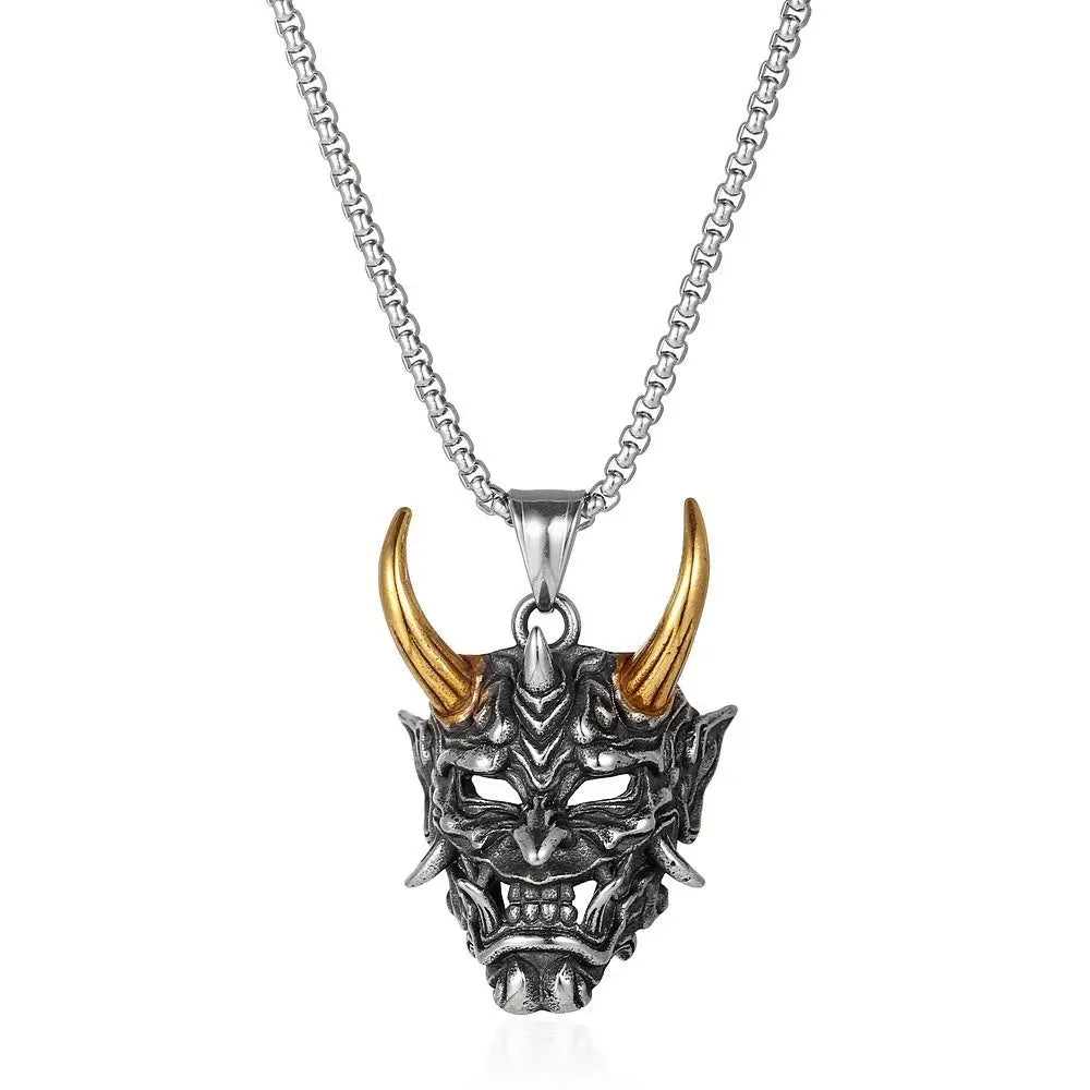 Street Retro Cool Exaggerate Stainless Steel Creative Clavicle Chain Wheat Chain Ox Head Choker Man Necklace