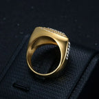 All Bling 5A Zircon Triangular Stainless Steel Rings for Men Cool Trendy Filled Titanium HIPHOP Finger Bands