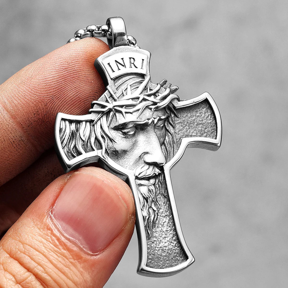 INRI Jesus Cross Religon Amulet Stainless Steel Men Women Necklaces Pendants Chain Punk Trendy Jewelry Creativity Gift