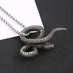 Silver Snake Pendant Necklace Stainless Steel