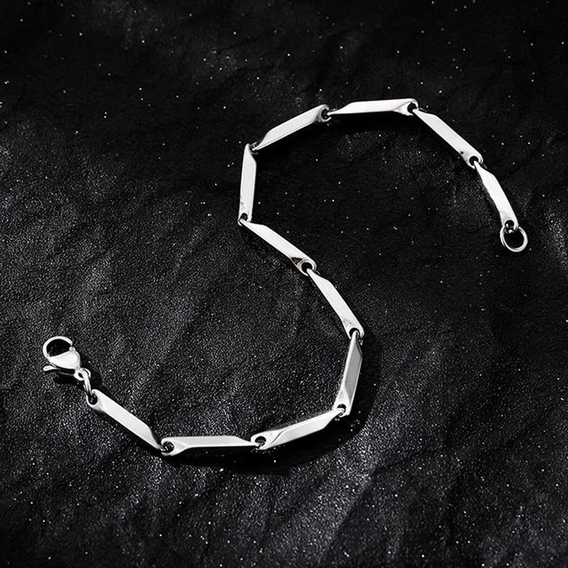 Stainless Steel Melon Seed Chain Bracelet For Men Women Punk Gothic Hiphop Accessories Trendy Unisex Designer Jewelry