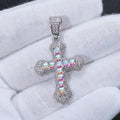 Cross Pendant Necklace Iced Out Colored CZ