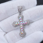 Cross Pendant Necklace Iced Out Colored CZ