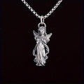 Guardian Angel Amulet Necklace, Vintage Winged Pendant Choker for Protection, Gothic Unisex Jewelry, Meaningful Gift