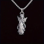 Guardian Angel Amulet Necklace, Vintage Winged Pendant Choker for Protection, Gothic Unisex Jewelry, Meaningful Gift
