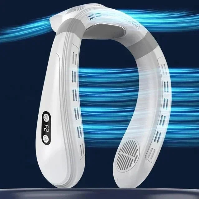 New Portable Neck Fan 5200mAh Neck Air Conditioner Rechargeable Semiconductor Cooling Fan Outdoor Personal Fan Wearable