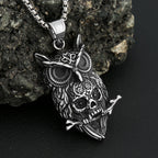 Owl Skull Pendant — Stainless Steel