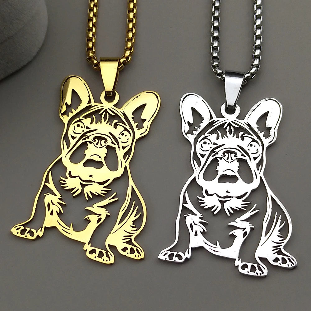 Sweet French Bulldog Chain For Women Men Stainless Steel Silver Color Animal Puppy Pug Dog Lovely Pendant Necklace