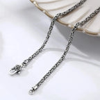 Square Byzantine Link Chain Necklace 2.5mm Choker — Silver-Tone