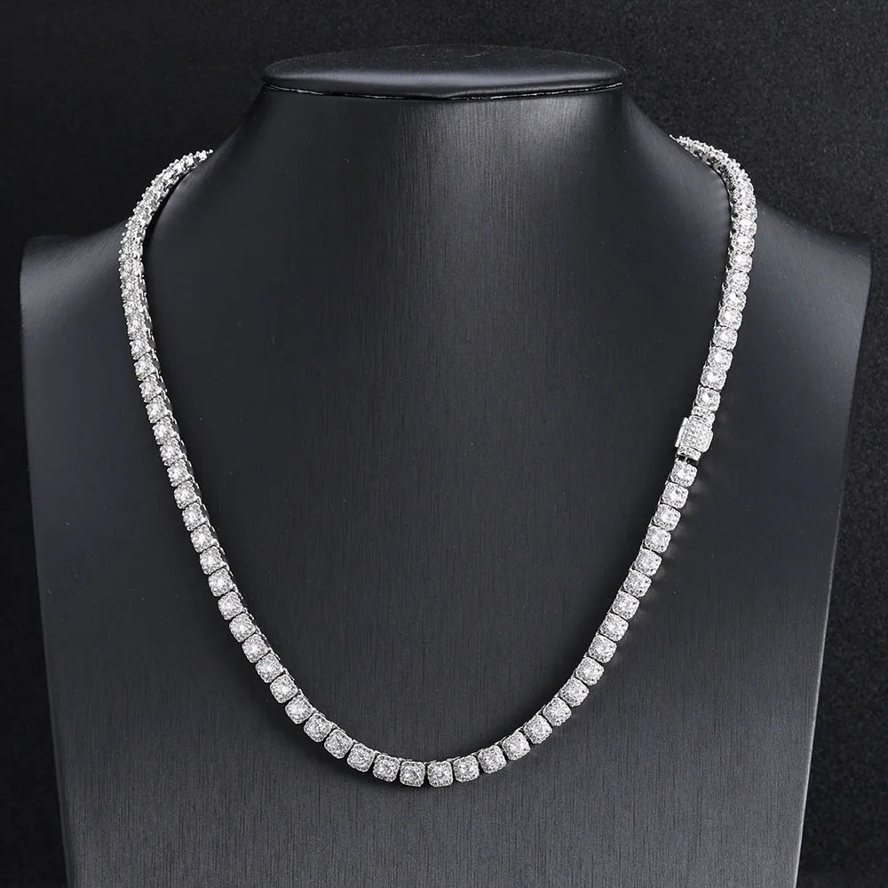 Tennis Chain Necklace Stainless Steel 5MM Cluster