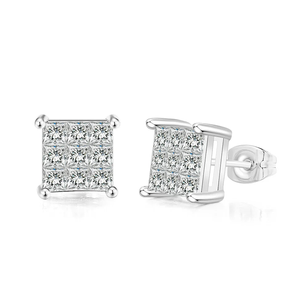 Gold Iced Out Square Zirconia Earrings Statement