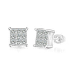 Gold Iced Out Square Zirconia Earrings Statement