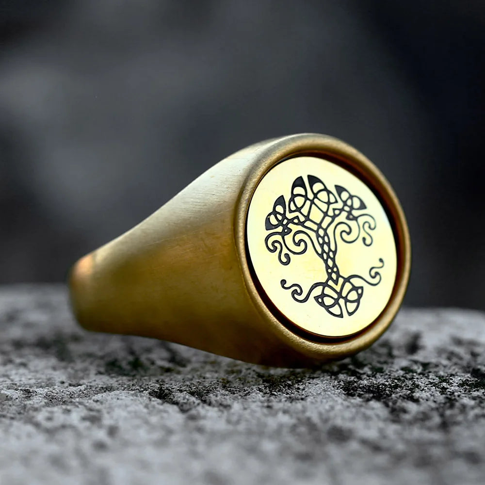 Vintage Creative Viking Tree of Life Signet Rings 316L Stainless Steel Classic Nordic Amulet Ring For Men Women Fashion Jewelry