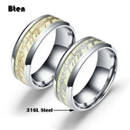 Bten Luminous Ring Black Fashion Man Minimalist Stainless Steel Ring Glowing Ring Couple In The Dark Jewelry Black