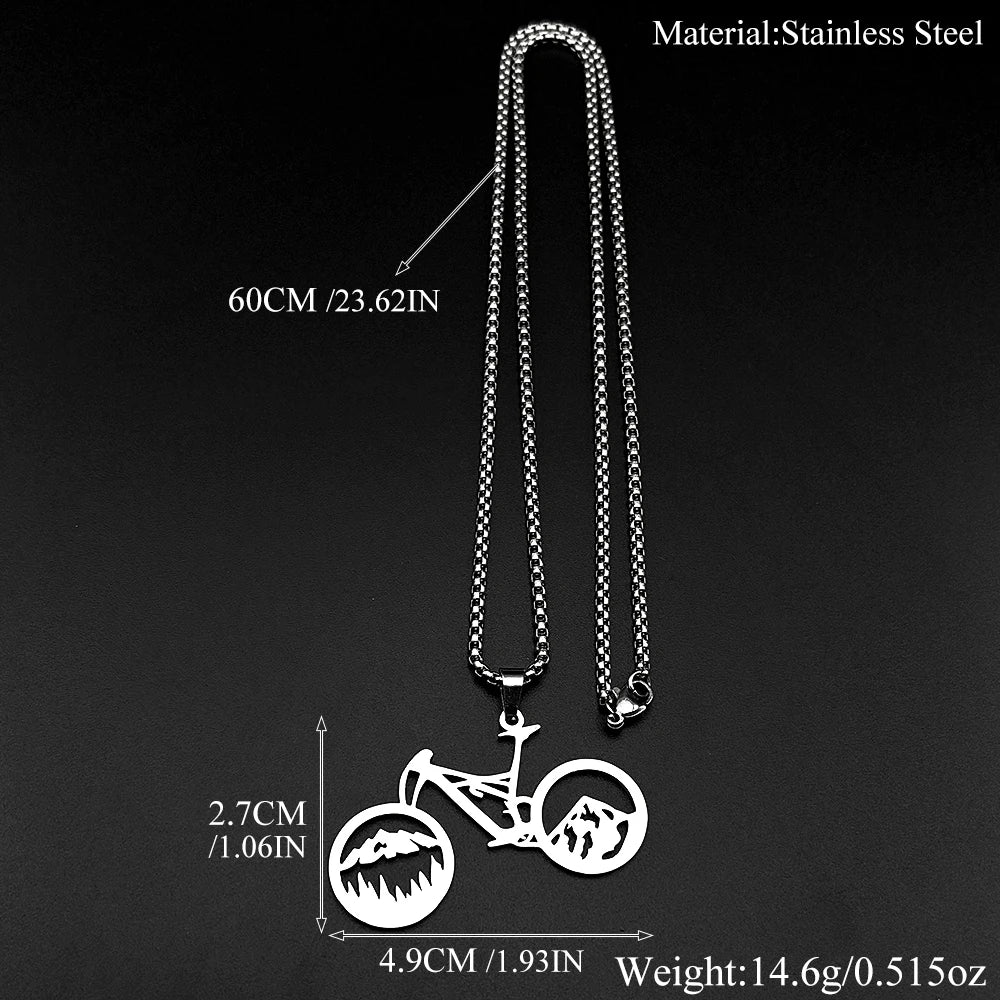 Mountain Bike Pendant Necklace — Stainless Steel