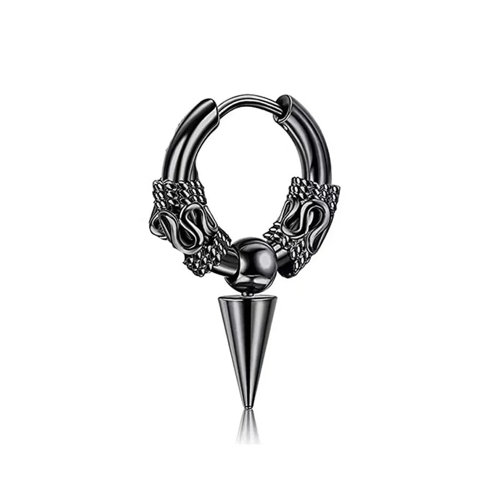 Stainless Steel Gothic Totem Hoop Earring