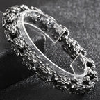 Gothic Stainless Steel Bracelets Man 12MM Wide Wolf Head Link Chain Bracelet for Men Wrist Strap Punk Nordic Viking