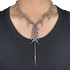 Punk Grunge Goth Rivet Geometric Long Pendant Chain Necklace