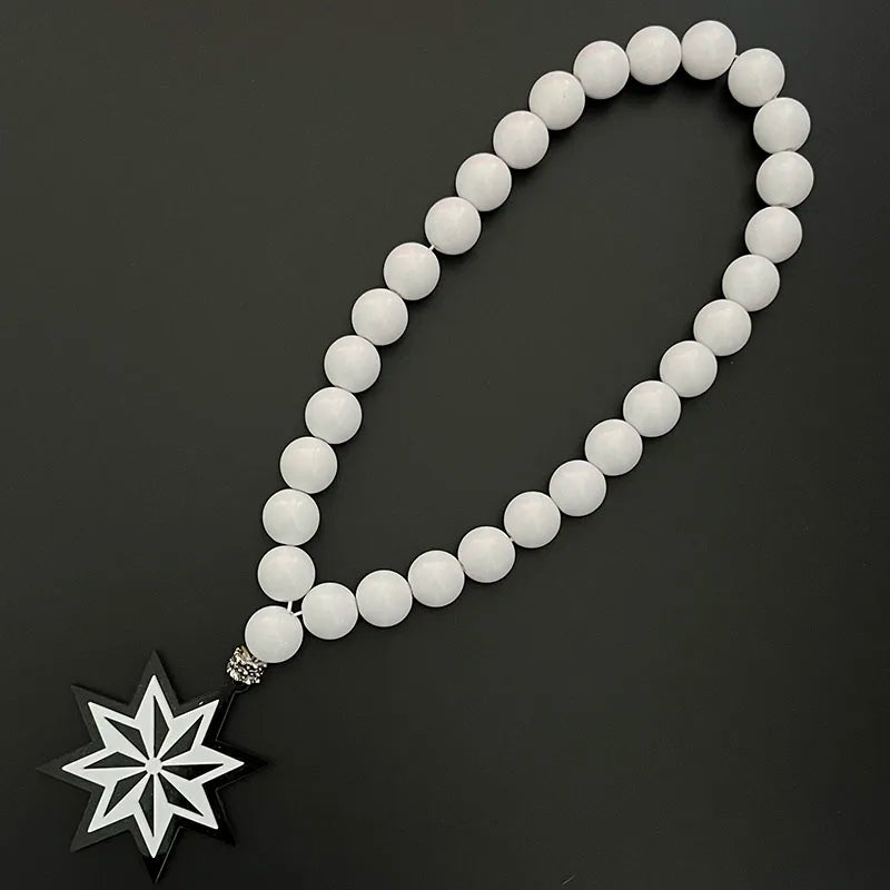 GS25 New Rosary Ornaments Star Necklace 3D Stereo Laser Cutting Pendant Vehicle Rearview Mirror Decoration Acrylic