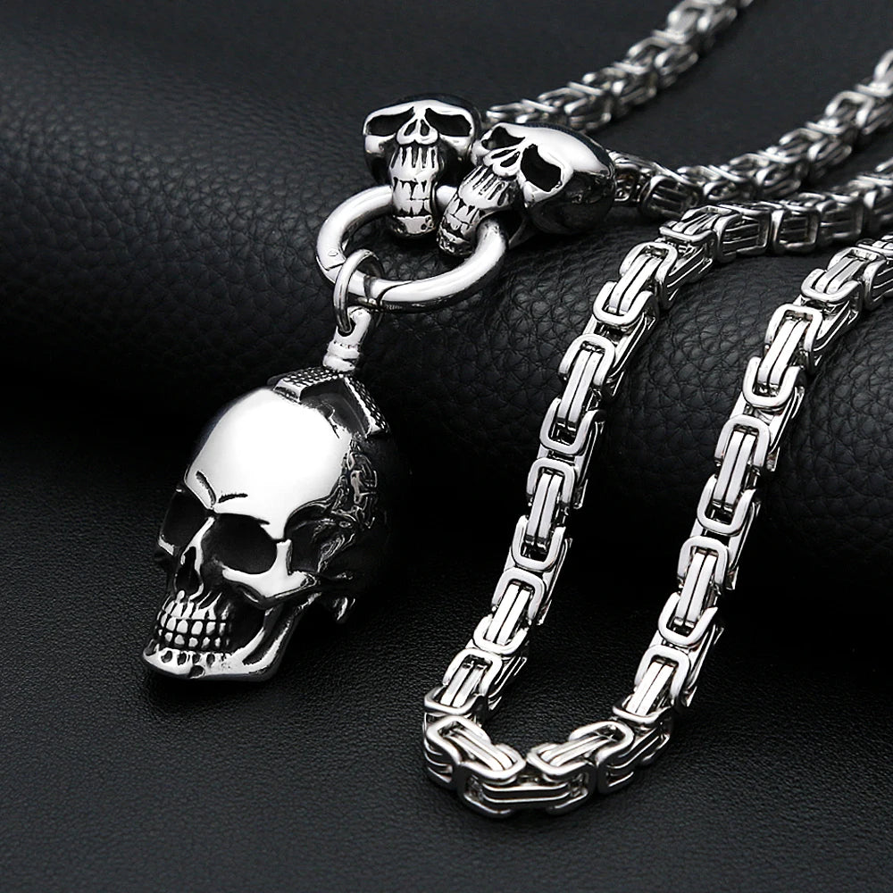 Gothic Skull Steel Pendant Punk Dimensional