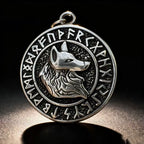 Wolf Viking Steel Pendant 316L Rune Totem