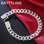 BAYTTLING 925 Sterling Silver 10MM 8 inch Cuban Chain Bracelet For Men Women Fashion Engagement Party Jewelry Bracelets