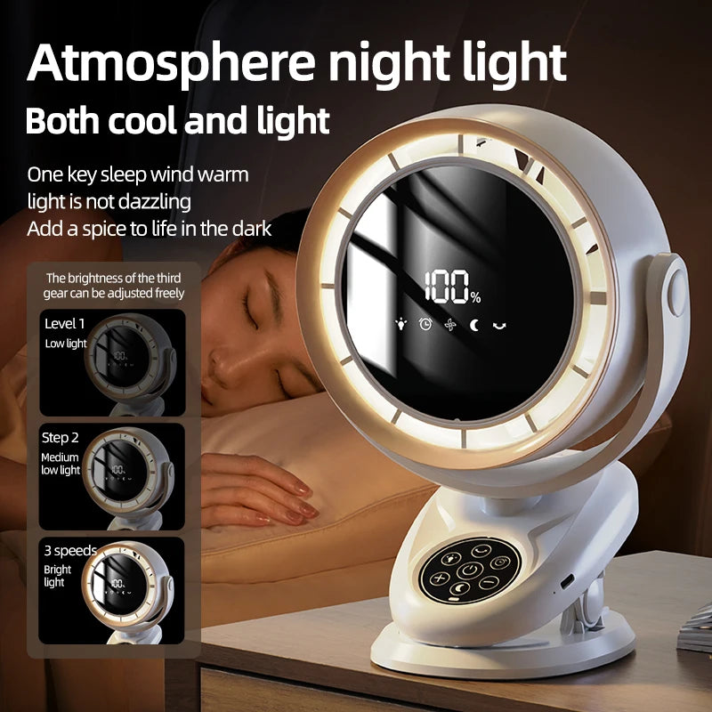 Circulating Clip Fan 4000 mAh Large Capacity Rechargeable Mini Desktop Fan With Remote Control Table Fan With Night
