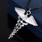 Percy Jackson Necklace Angle Wings Snake Ouroboros Magic Wand Caduceus Asclepius Pendant New Emergency Medical Jewelry