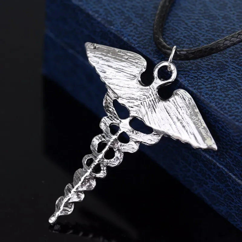 Percy Jackson Necklace Angle Wings Snake Ouroboros Magic Wand Caduceus Asclepius Pendant New Emergency Medical Jewelry