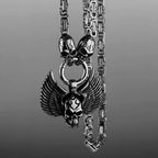 Angel Wings Skull Pendant Ghost Head Necklace for Men High Quality Punk Charm Stainless Steel Necklace Boyfriend
