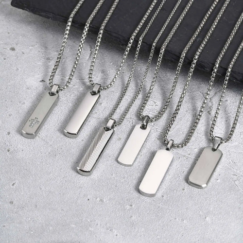Bar Pendant Necklace Stainless Steel — Geometric