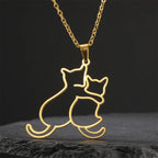 My Shape Hugging Puppy Kitten Necklace for Women Stainless Steel Pendant Chain Animal Cat Dog Jewelry Pets Lovers Gifts
