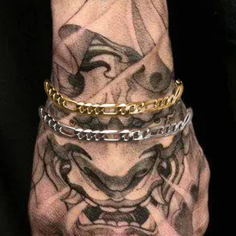 Gold Figaro Bracelet 316L Stainless Steel 5MM