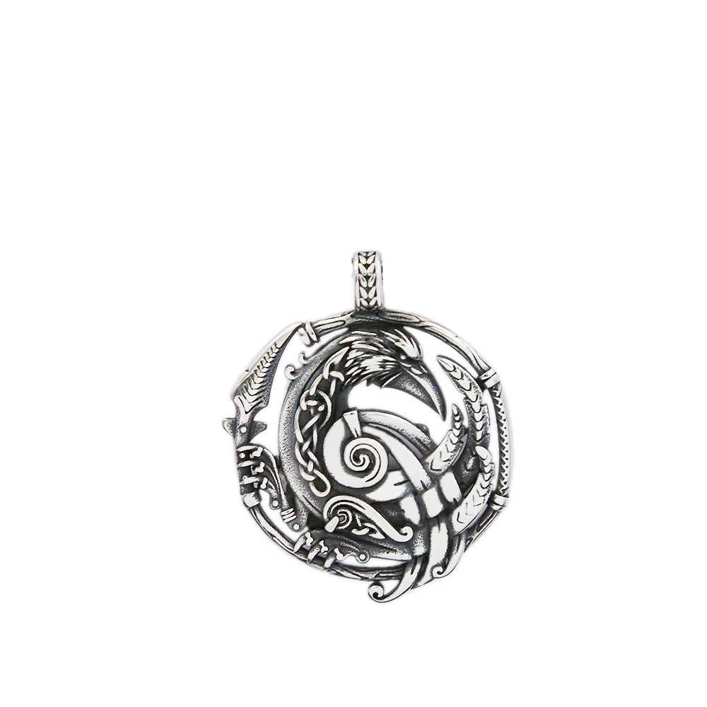 Viking Odin Raven Pendant — Stainless Steel